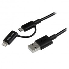 CABLE 1M LIGHTNING Y MICRO USB A USB NEGRO PARA IPOD IPHONE grande