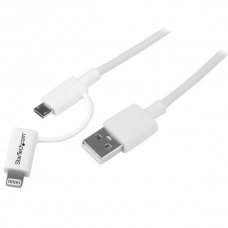 CABLE ADAPTADOR 1M LIGHTNING O MICRO USB A USB BLANCO        . grande