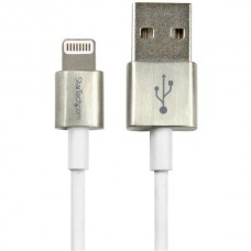 CABLE PREMIUM USB LIGHTNING 1M CON CONECTORES DE METAL BLANC. grande