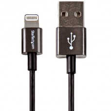 CABLE PREMIUM USB LIGHTNING 1M CON CONECTORES DE METAL NEGRO   . grande