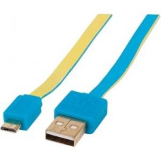 CABLE USB V2 A-MICRO B  BLISTER PLANO 1.0M AZUL/AMARILLO. grande