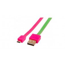 CABLE USB V2 A-MICRO B  BLISTER PLANO 1.0M ROSA/VERDE. grande