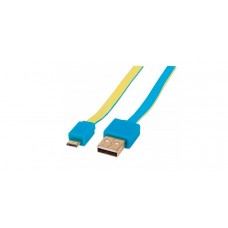 CABLE USB V2 A-MICRO B  BLISTER PLANO 1.8M AZUL/AMARILLO. grande