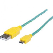 CABLE USB V2 A-MICRO B  BOLSA TEXTIL 1.0M AMARILLO/VERDE. grande