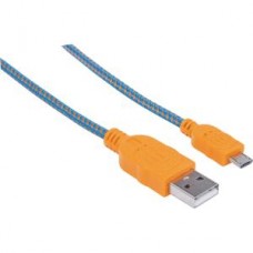 CABLE USB V2 A-MICRO B  BOLSA TEXTIL 1.0M NARANJA/AZUL. grande