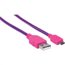 CABLE USB V2 A-MICRO B  BOLSA TEXTIL 1.0M ROSA/MORADO. grande