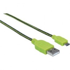 CABLE USB V2 A-MICRO B  BOLSA TEXTIL 1.0M VERDE/NEGRO. grande