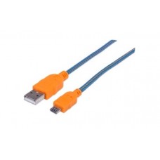 CABLE USB V2 A-MICRO B  BOLSA TEXTIL 1.8M NARANJA/AZUL. grande