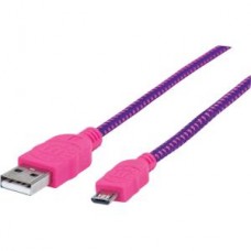 CABLE USB V2 A-MICRO B  BOLSA TEXTIL 1.8M ROSA/MORADO. grande