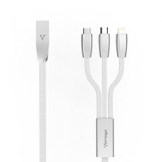 CABLE VORAGO CAB-300 MICRO USB/ LIGHTNING/ TIPO C METALICO PLATA grande