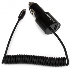 CARGADOR USB CON CABLE MICRO USB Y PUERTO USB PARA COCHE NEGR. grande