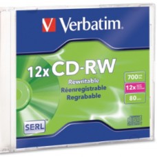 CD-RW 12X 700MB 80MIN REGRABABL CASE SLIM INDIVIDUAL VERBATIM grande