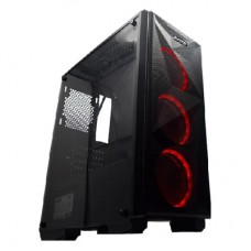 GABINETE GAMER KEOPS FULL ATX 3 VENTILADORES FRONTALES ROJOS CRIST grande