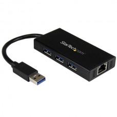 HUB USB 3.0 ALUMINIO CON CABLE 3 PUERTOS Y ADAPTADOR ETHERNET  . grande