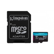 KINGSTON MEMORIA 64GB MICROSDXC CANVAS GO PLUS A2 U3 V30 CARD +ADP grande