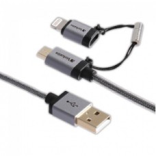 MICRO USB  WITH LIGHTNING ADAPTER-BLACK grande